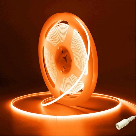 Ruban LED COB Orange 5m, DC12V 4mm Bande Chambre, 480LED/m CRI90+ Flexible Lumière Adhésif pour TV, Cuisine, Maison Décor Intérieure, DIY (Seule Bandeau) (1/5)