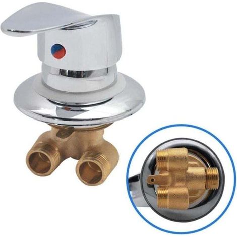 Mitigeur Cabine de Douche Robinet de douche en laiton Inverseur de sortie Robinet mitigeur de douche chromé Connecteur G1/2" Mi (1/5)