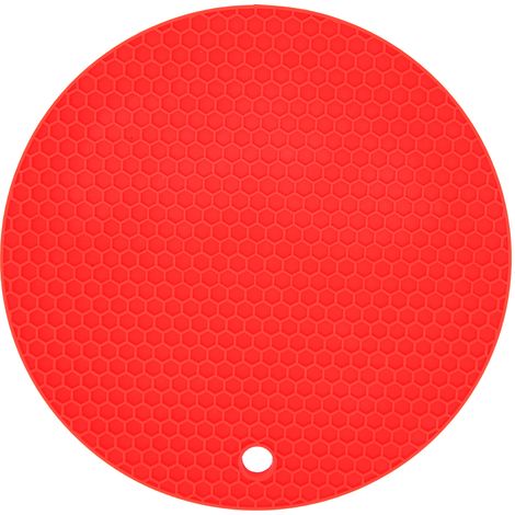 Nappe de protection silicone épaisse pour micro-ondes, forme ronde rouge - Grade alimentaire (1/5)