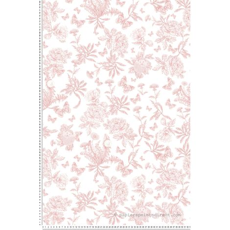 Papier peint intissé rose motifs fleurs et feuillage – Lavable et strippable – Bonne résistance à la lumière – Raccord droit – Lutece (1/2)