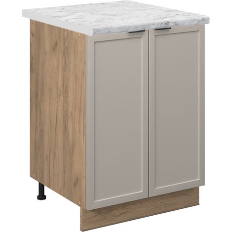 Meuble bas de cuisine Fame-Line, GrisBeige, 60 cm, PT Marbre, Vicco