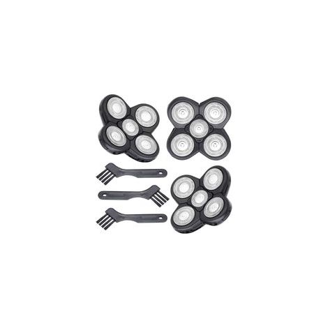 Lot de 3 lames de rechange compatibles avec le rasoir de tête Freebird – Têtes de rasage à 5 lames + 3 brosses de nettoyage – Argent (1/4)