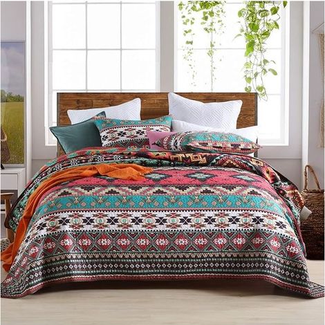 Bedspreads and coverlets 220 x 240 cm Bohemian duvet in lightweight cotton and microfiber with pillowcases 50 x 70 cm (1/5)