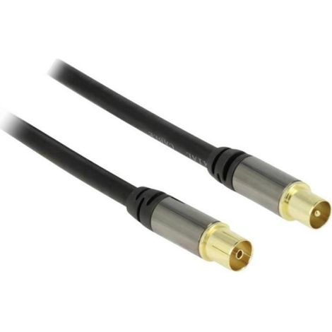 Câble Antenne - 1 m - Connecteur Mâle 75 Ohm vers Femelle 75 Ohm - Blindage 85 dB - Contacts Dorés - Rond Noir