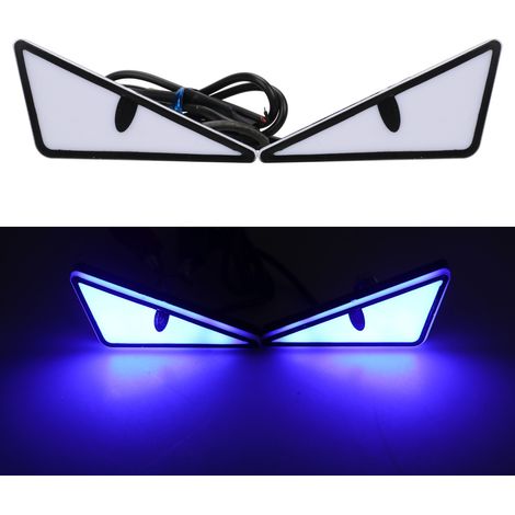 Phares universels à LED effet œil de diable, phares effet œil de diable, mini clignotants, feux arrière, feux décoratifs automobiles (bleus). (1/5)