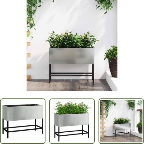 Hochbeet - Hochbeet Gartenpflanzer Silber 60 x 26 x 45 cm Verzinkter Stahl (1/5)