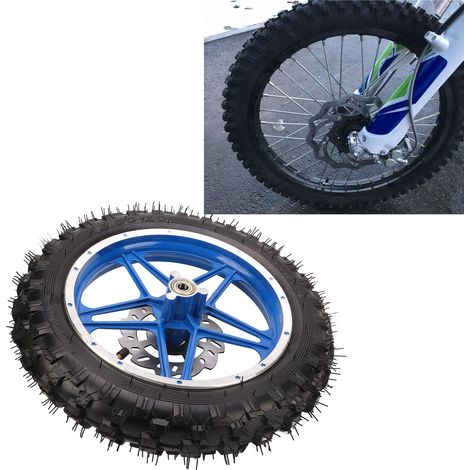 Vorderrad für Mini-Geländewagen, 2,5-10 Zoll, blau, mit Scheibe, Lager und Kettenrad (Lieferung ohne Luft) (Lieferung in Luftpolsterfolie) (Übergewicht) (1/5)