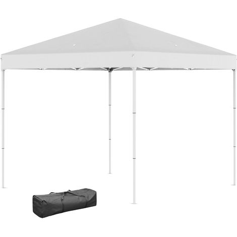 Tonnelle pliante étanche 2,5 x 2,5 m avec cordes et piquets, structure en acier et toile Oxford, blanche