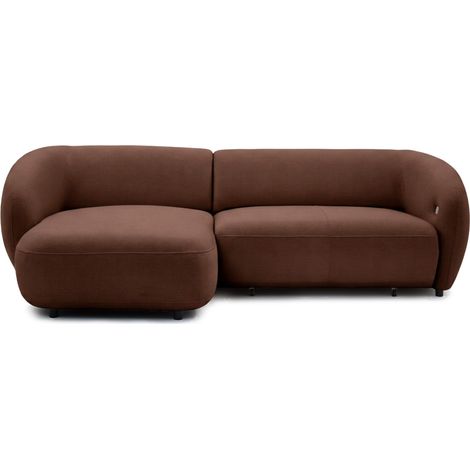 BOBOCHIC - Canapé d'angle convertible avance-recule électrique HALO tissu lisse Angle gauche Marron (1/4)