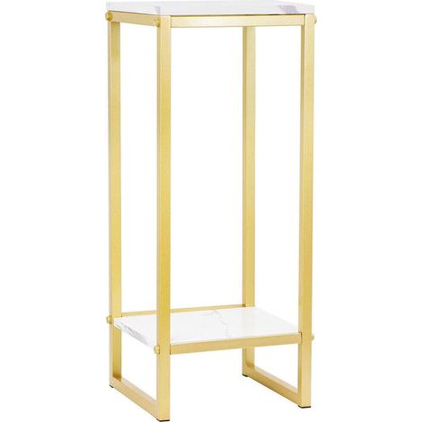 2 Etagen Pflanzenhalter Topfpflanzen Ständer Blumentopf Gold Metall & Holz Blumenständer Pflanzenregal Metallständer (1/5)