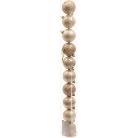 Decoris Box 10 Bruchsichere Perlen-Weihnachtskugeln 6 cm - Glänzende, matte und glitzernde Ausführung