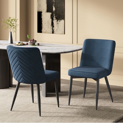 Lote de 2 sillas de comedor en terciopelo azul oscuro (1/5)