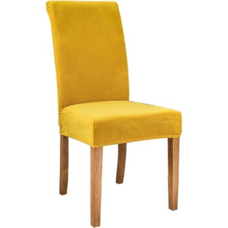 2 Pièces Housse de chaise, bande élastique, grande chaise de salle à manger en velours pour dames, chaise de restaurant, hôtel, fête, banquet (1/4)