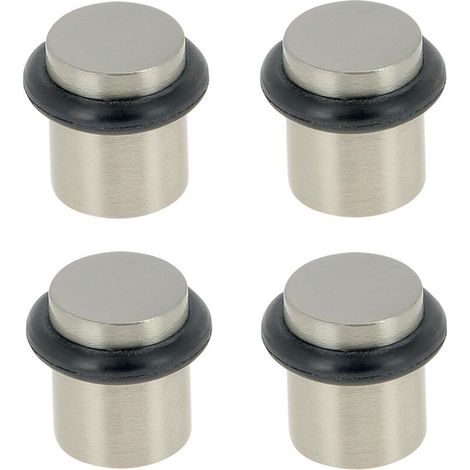Lot de 4 butées de porte à visser en inox argenté, ⌀2 x H.2,5 c (1/4)