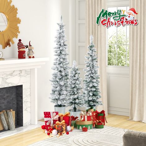Set di alberi di Natale artificiali con neve, 3 misure (90-150 cm)