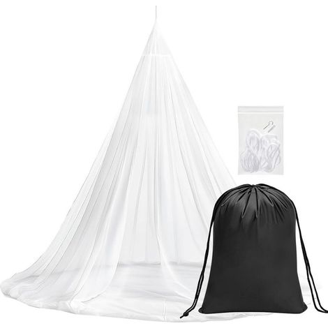 Moustiquaire de voyage avec sac de voyage, corde de suspension, design ouvert, 2,2 m de haut, 12 m de circonférence, double lit simple, extérieur (1/5)