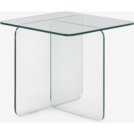SKLUM Eliana quadratischer Beistelltisch 50x50 cm aus gehärtetem Glas                   Transparent                