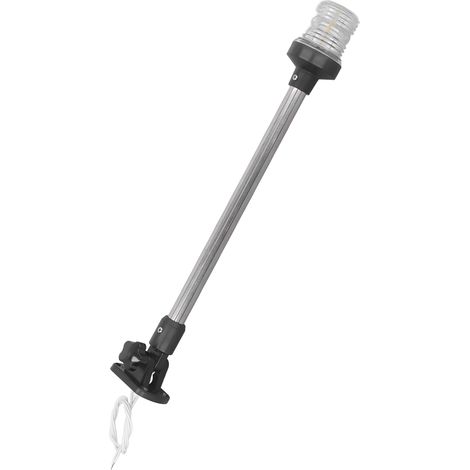 Feu de navigation LED omnidirectionnel 18 pouces 12/24V CC 3W, visibilité 2 milles nautiques, lumière blanche, base réglable, feu de poupe, IP66. Idéal pour bateaux de pêche, yachts et pontons flottan (1/5)