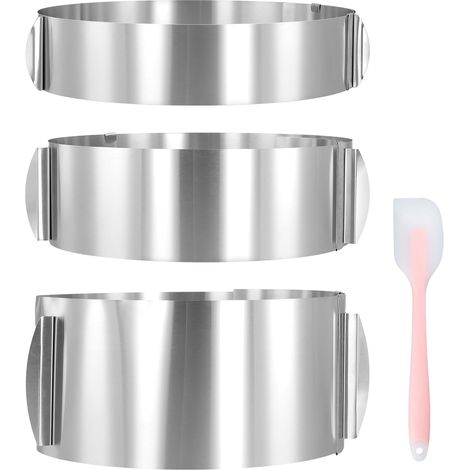 Set of 3 Adjustable Cake Rings, Diameter 16-30cm, Cake Ring 6/8.0.5cm High (1/5)