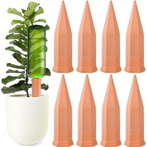 Cône d’arrosage Argile, Lot de 8 Systèmes D'irrigation Automatique, Irrigation Goutte à Goutte Kit pour Plantes en Pot, Irrigation des Plantes pour Jardin, Plante D'intérieur, Fleurs