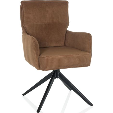 Esszimmerstuhl / Drehstuhl TARUGO Stoff braun hjh LIVING (1/5)