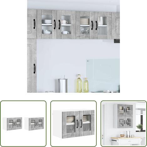vidaXL Betonfarbe - Küchenschrank 2 pcs Beton Grau 60 x 31 x 40 cm Holzwerkstoff (1/5)