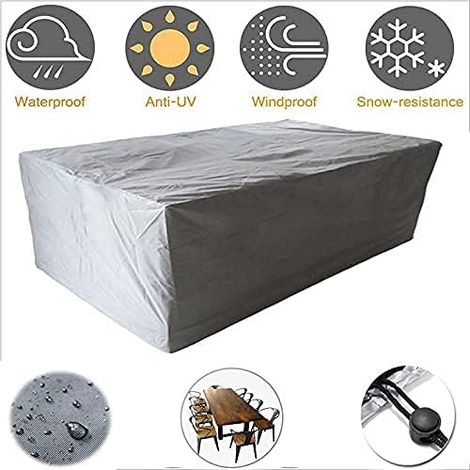 Housse de protection pour mobilier jardin Table Chaise Meubles 200x200x80CM Argent (1/4)