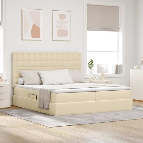 Aufbewahrungsbett mit Matratze Creme 200 x 200 cm Kunstleder (1/5)
