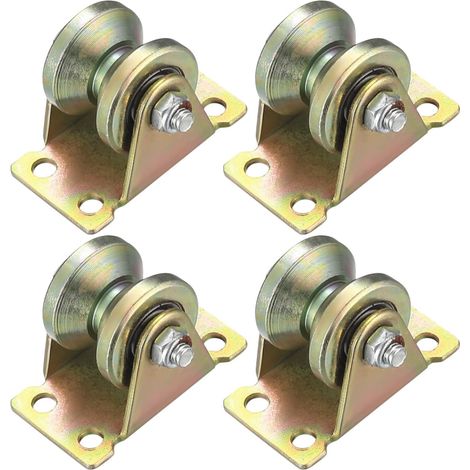 4 Pcs Poulie de Levage Mouflage, Roulette à Rainure en V, Roulettes de Levage, Roue Gorge Poulies Cable pour Cordes Rail Portail Coulissan
