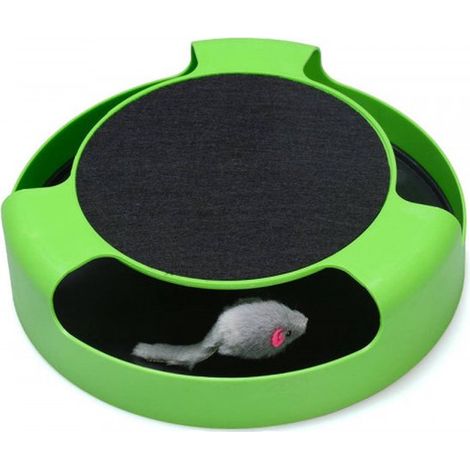 Jouet interactif pour chat avec piste circulaire, souris et griffoir (1/2)