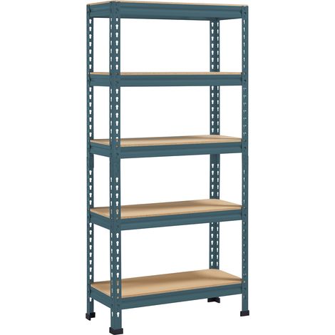 Yaheetech Scaffale/Scaffalatura Garage in Metallo 150x70x30 cm Magazzino a 5 Ripiani Regolabili Carico Massimo per Ripiano 150 KG Nettuno Blu
