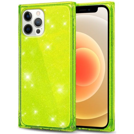 Funda cuadrada con purpurina para iPhone 12 Pro, color verde. (1/2)