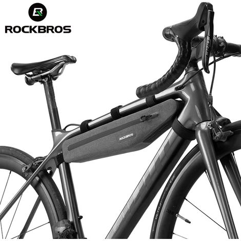 Borsa per bicicletta lunga, rigida, impermeabile, montata sul telaio, 1,5 l, grigia (1/5)