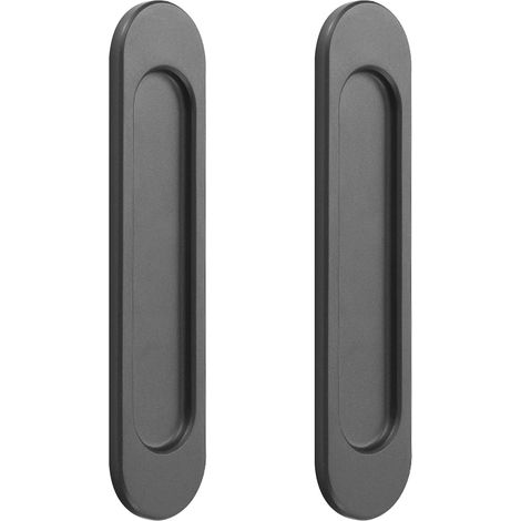 2pcs Poignées de Porte Coulissante Angle droit Autocollantes,Alliage d'aluminium or mat sans Perforation Coulissantes Grange,Fenêtres, Armoires 148mm (Gris (coin arrondi)) (1/5)