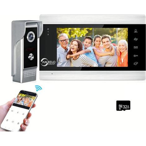 Interphone vidéo WiFi avec Sonnette 960P/AHD Wired 7 Pouces Tuya Smart APP Détection de Mouvement Vision Nocturne