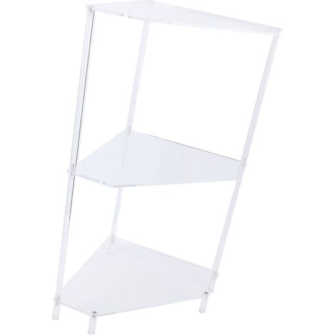 Table d'appoint d'angle triangulaire en acrylique à 3 niveaux, petit organisateur de salle de bain, extrémité résistante à l'eau (1/5)