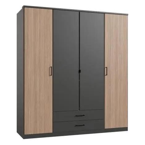 wimex AGIA Graphit Kleiderschrank mit 4 Türen und 2 Schubladen