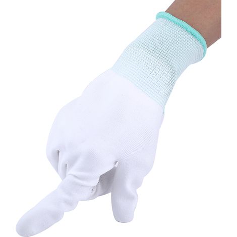 Gants antistatiques et antidérapants pour les travailleurs de l'électronique, avec paume et zone des doigts enduites de PU (M) (1/5)