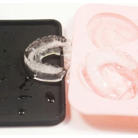 Moule à glaçons en silicone en forme de dentier (4 trous), bac à glaçons à faire soi-même, moule à glace, cadeau humoristique pour dentistes et seniors (1/4)