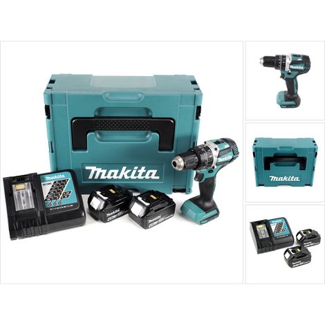 Makita DHP 484 RMJ 18V Brushless Li-Ion Akku Schlagbohrschrauber im Makpac inkl. 2x BL 1840 B 4,0 Ah Akku und DC18RC Ladegerät (1/5)