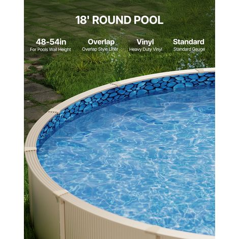 Revêtement de Piscine Ronde, 549x147 cm, Doublure Durable de Style Chevauchement Vinyle Calibre Standard, Résiste à l'Usure, Rétent… (1/5)