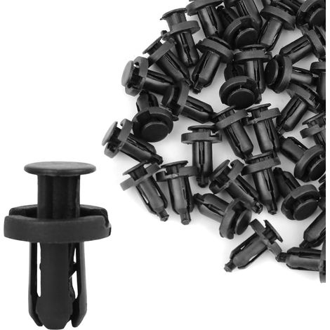 50 Pcs Plastique Tige-Poussoir Rivet Fixation Agrafe Pare-Chocs Epingle Clips 10mm (1/4)