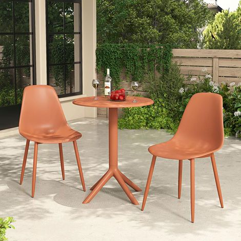 Ensemble table de jardin + 2 chaises en plastique terracotta - SOLYA