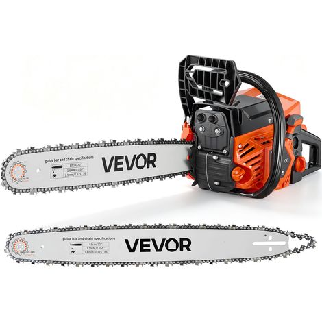 VEVOR Benzin-Kettensäge 508 & 558,8 mm 62 ccm Motorsäge 2,7 kW 2-Takt-Motor, für Holzarbeiten Baumschnitt Rodungsarbeiten, 11.500 U/min, Drehzahl-Synchronisierter Choke, Rutschfester Griff, zwei Tanks (1/5)