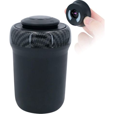 fibre De Carbone-cendrier De Voiture Avec Briquet Et Lumire Respiratoire Colore Led, Appuyez Pour Ouvrir Le Couvercle, Amovible Et Portable (1/5)
