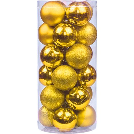 Bola De Adorno Navideña - 24 Unidades - 6 Cm - Material Plástico Resistente A Impactos - Para Árbol Navideño Fiesta Boda Cumpleaños Decoración (1/5)