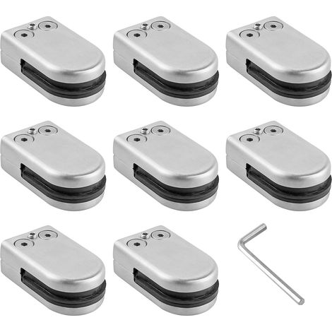 8 PCS Pince Verre 6-8mm en Acier Inoxydable 304 Réglable Angulairement Fixation Miroir Mural pour Garde-Corps d'Escalier Clôture de Piscine (1/5)