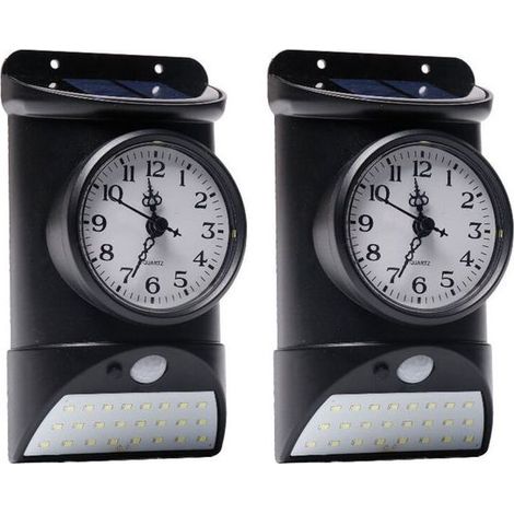 Applique Murale Solaire Extérieure 24 LED avec Détecteur de Mouvement, Éclairage Étanche IP65 et Horloge, Luminaire de Sécurité pour Jardin, Terrasse, Allée (1/5)