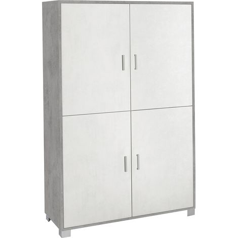 Mobile Multiuso 4 Ante 107x162x41 cm Cemento/Ossido Bianco (1/3)