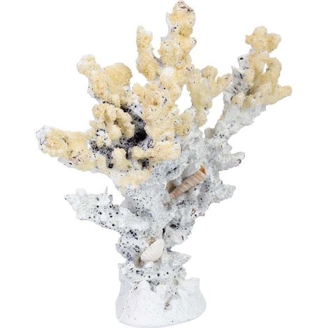 Figura de decoración coral de resina blanco 18x6x17h cm